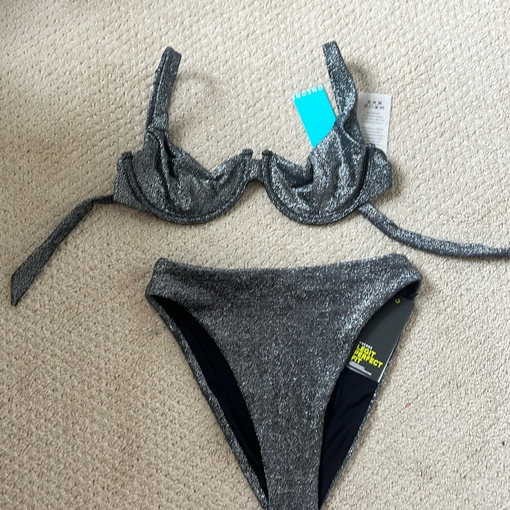 Silver sparkle OneOne swimsuit NWT SIZE S one one